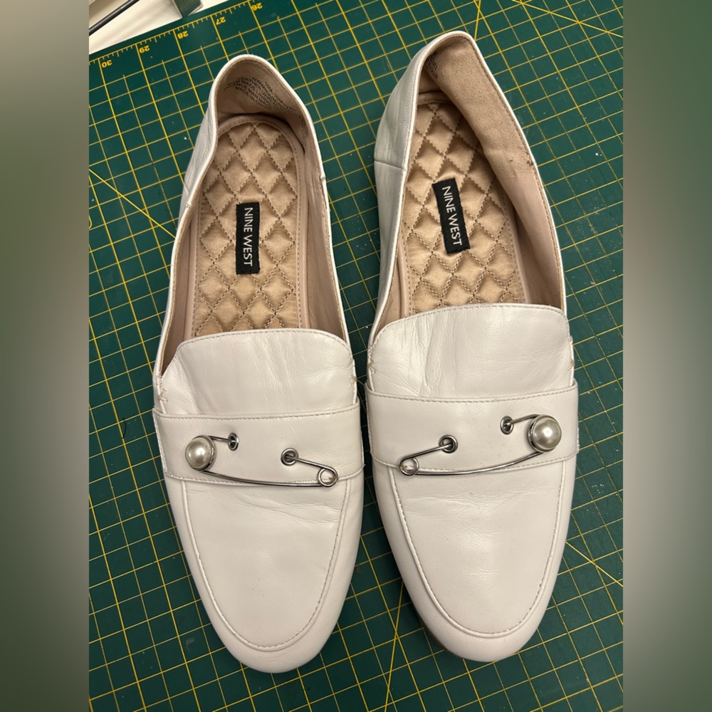 Nine West white loafers